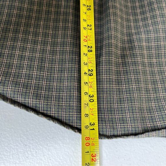 LL Bean Plaid Check Button Down Green Tan Blue Long Sleeve Shirt Men Medium - Picture 10 of 13
